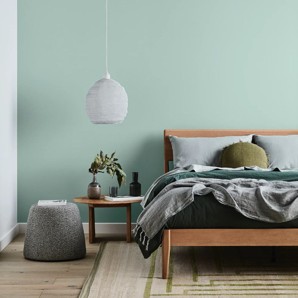 Bedroom painted in Dulux White Box